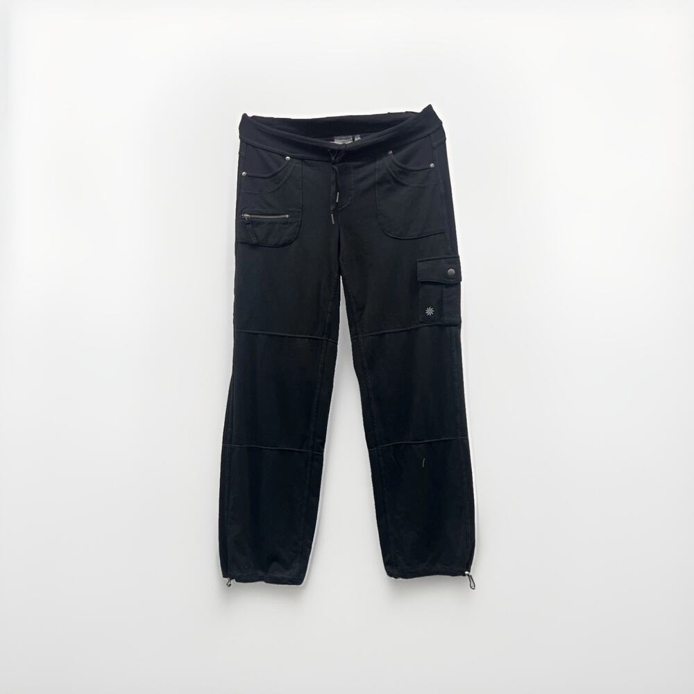 Athleta Pants Womens M Black Pull String Ankles Stretch Luon Pant Cargo Zip